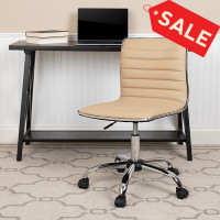 Flash Furniture DS-512B-TAN-GG Low Back Designer Armless Tan Ribbed Swivel Task Office Chair